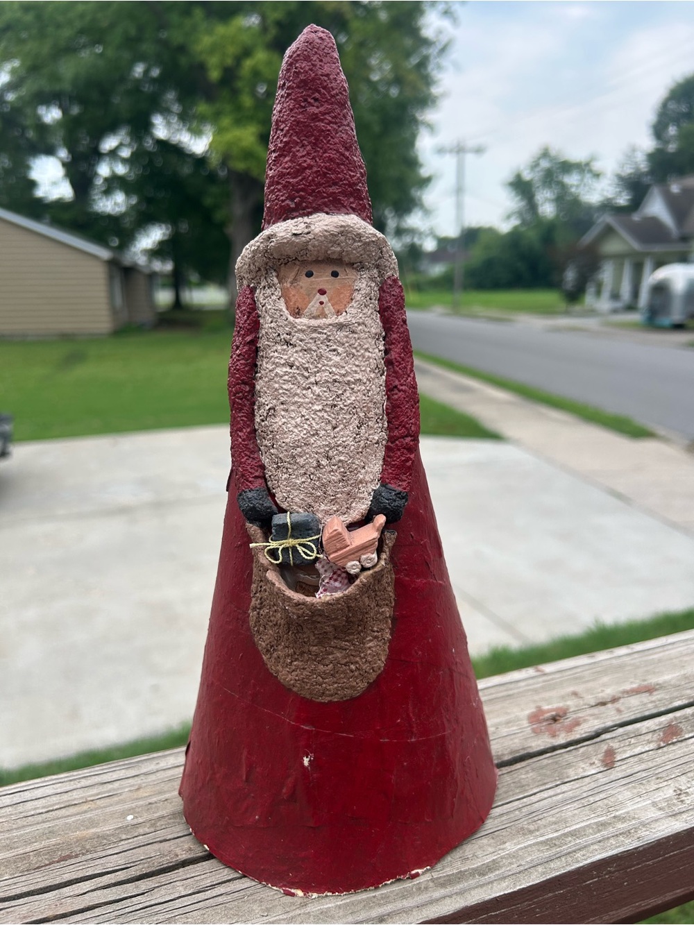 Handcrafted paper cone Santa